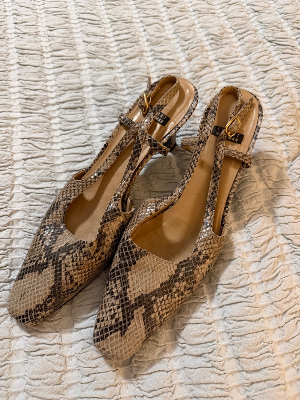 Vintage Stuart Weitzman Snake-Print Slingback heels